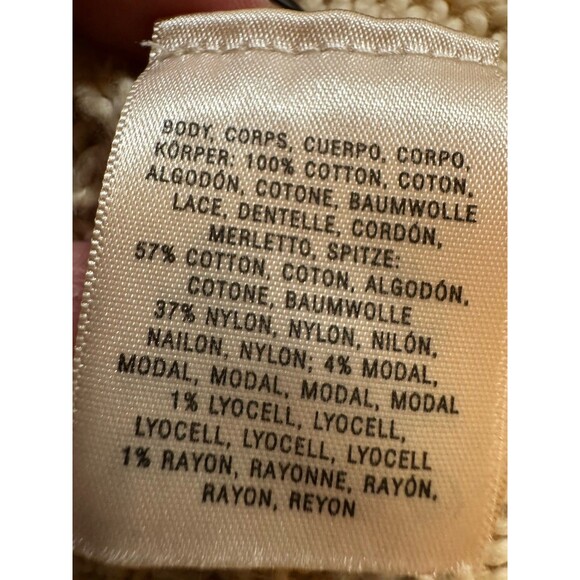 Anthropologie Knitted Knotted Cardigan Ivory  Boho Lace Girly Medium Petite - Picture 5 of 6